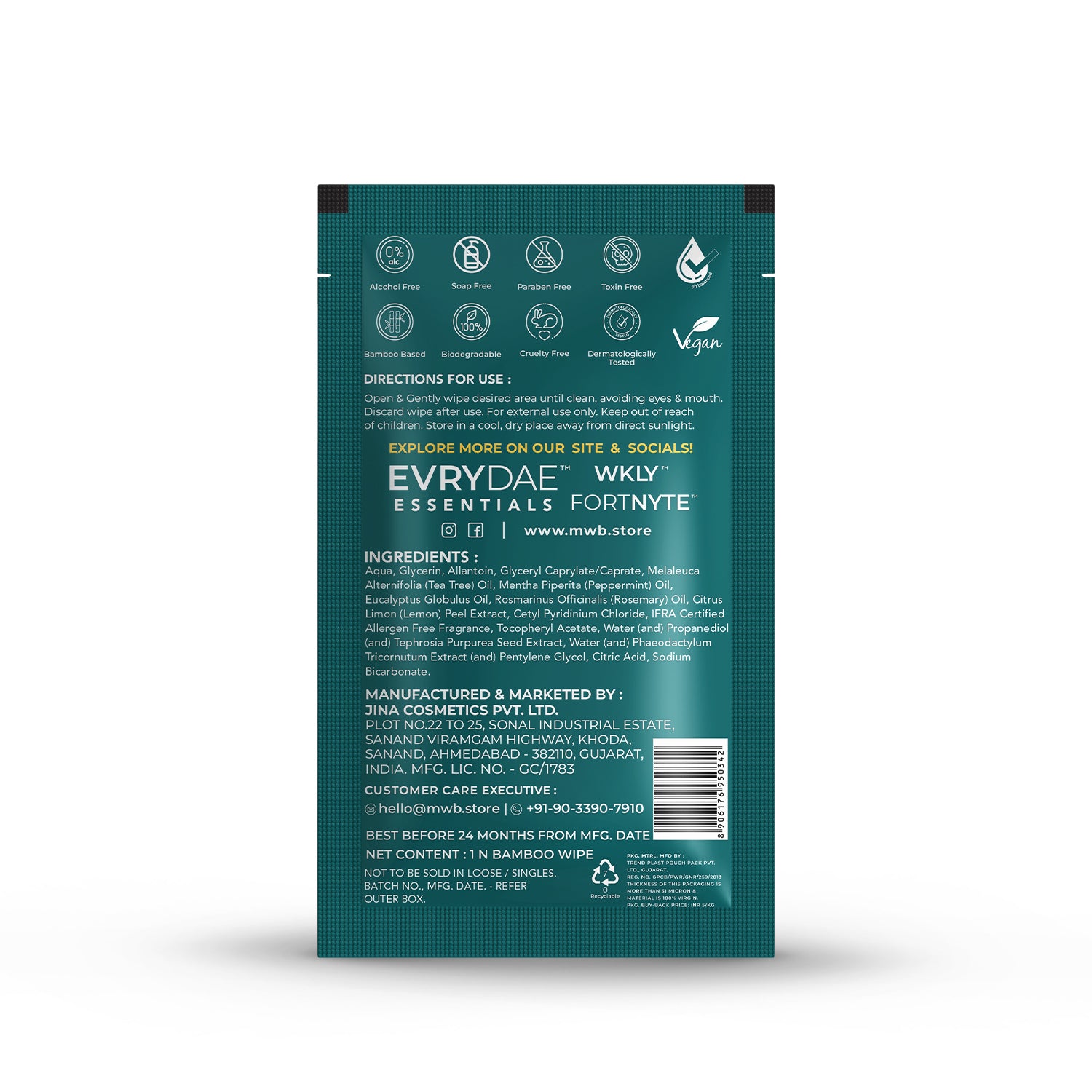 Alt Deo Natural Deodorising Body Wipes 'Pack of 10’ By MW&B | EVRYDAE Essentials